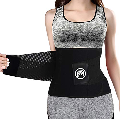 Moolida Waist Trainer Belt for Women Waist Trimmer Workout Fitness Back Support Belts Back Brace (Black,Large)