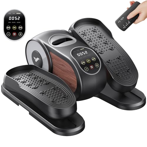 MERACH Under Desk Elliptical Machine, Leg Exerciser While Sitting for Seniors with Remote Control & 12-Speeds, Quiet Portable Electric Seated Pedal Exerciser Machine for Home Office (Black)