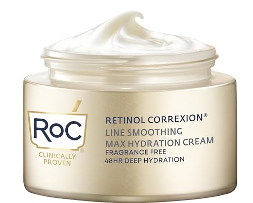 RoC Retinol Correxion Max Hydration Anti-Aging Daily Face Moisturizer with Hyaluronic Acid, Fragrance-Free, Oil Free Skin Care, 1.7 Ounces (Packaging May Vary)