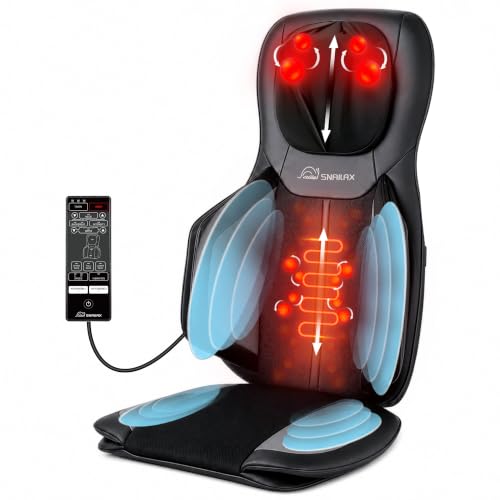 Snailax Back Massager with Heat and Air Compression, Adjustable Neck & Full Back Shiatsu Massage Cushion for Chair, Deep Tissue Back Massager for Pain Relief, Seat Vibration, Home Office Gift