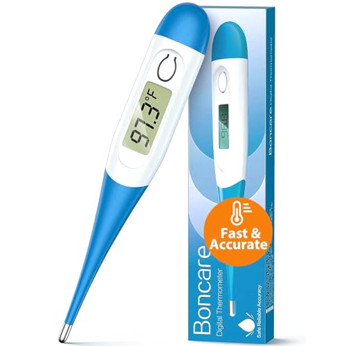 Boncare 10 Seconds Oral Thermometer for Adults and Kids, Light Blue