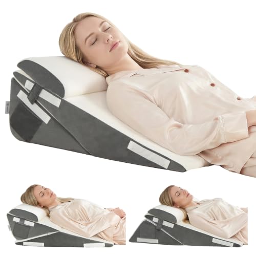 Vekkia 2PCS Wedge Pillow Set for Sleeping After Surgery,Fit for Acid Reflux