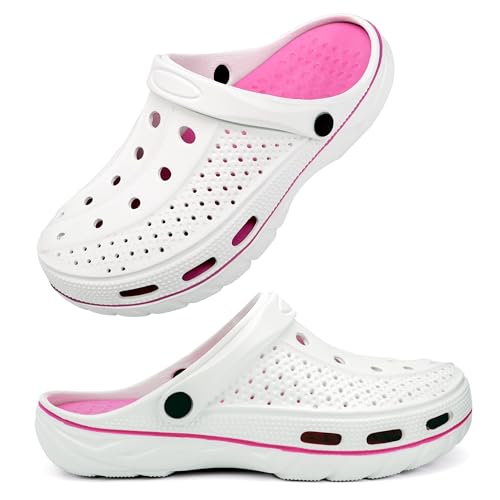 INMINPIN Women and Men Orthopedic Clogs Arch Support Garden Shoes Sandals Slippers with Plantar Fasciitis Feet Insoles,Cute Rosy,9.5-10.5 Women/7.5-8.5 Men