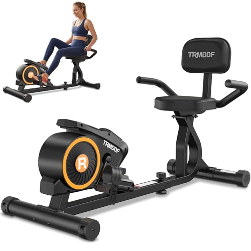 Recumbent Exercise Bike for Home Use, Magnetic Stationary Bike with Soft Padded Seat for Seniors & Adults, Indoor Cycling Bike with 16-Level Quiet Resistance, LCD Monitor, 400LB Capacity, Easy Assembly (Black Orange)