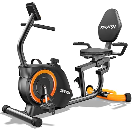 Recumbent Exercise Bike for Home Use, Quiet Recumbent Stationary Bikes for Adults & Seniors, 16-Level Resistance, Adjustable Seat, Supports 400LB, Pulse Sensors & LCD Display