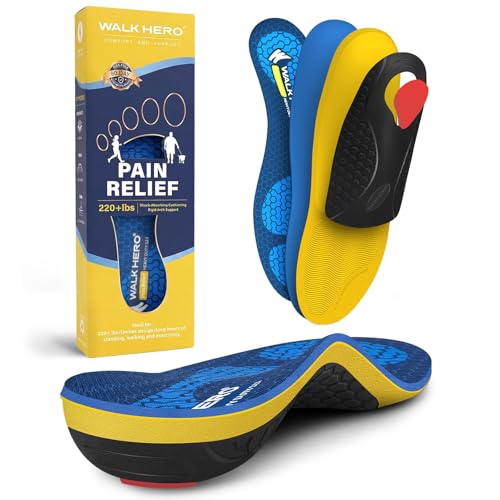 WalkHero Heavy Duty Plantar Fasciitis Pain Relief Inserts-Flat Feet Insoles