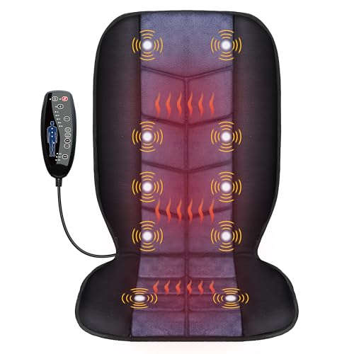 CILI Massage Chair Pad,Back Massager with Heat,Massage Seat Cushion with 10 Vibration Motors,30-60-90 Minutes Heating Options,Chair Massager for Office Chair, Home Office Use, Relaxation Gift