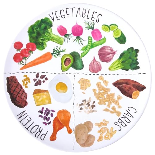 Viynran 9"" Portion Control Plate - Healthy Nutrition Plate for Adults and Teens, Melamine, Ideal for Weight Loss and Diabetes Management (1 Pack), 40611PCPO01