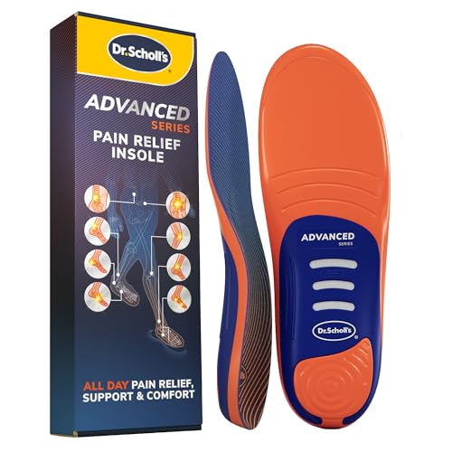 Dr. Scholl’s Advanced Pain Relief Insoles for Men Women, Heavy Duty Orthotics for Work Shoes & Boots, Plantar Fasciitis & Arch Support, Shock-Absorbing, up to 340 lbs, Men 11.5-12, Women 12.5-13