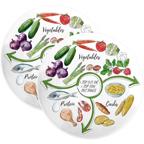 Viynran Portion Control Plate - 10 Inch Melamine Bariatric Divided Plate for Balanced Eating, Nutrition, and Weight Loss - Ideal Dinner Plate for Adults with Sections - 2 Pack