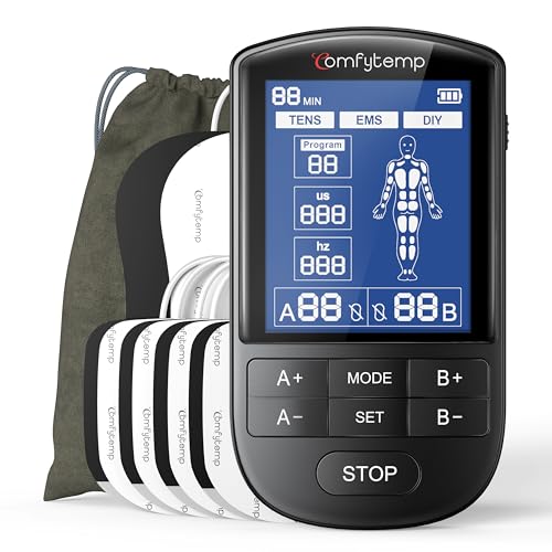 Comfytemp TENS Unit Muscle Stimulator for Pain Relief, FSA Eligible TENS Machine - 20 Modes & DIY, HSA Dual Channel EMS Unit for Back Neck Shoulder Electronic Pulse Massager, Fathers Day Gift, 10 Pads