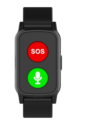 Fall Detection Smart Watch Personal Alarm System Heart Rate, Body Temperature, Blood Oxygen, Elderly Person, GPS Positioning Bracelet Long Standby Mode Gifts for Elderly Mom,Father (Black)
