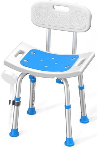 HOMLAND Shower Chair for Inside Shower with Removable Back, Aluminum Frame