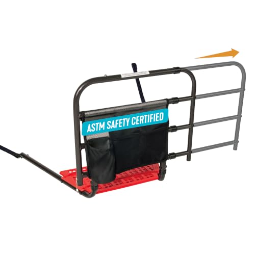 Stander EZ Adjust Bed Rail, Adjustable Senior Bedrail and Safety Assist Railing for Elderly Adults with Organizer Pouch, ASTM Safety Approved Guard-Rail, Black