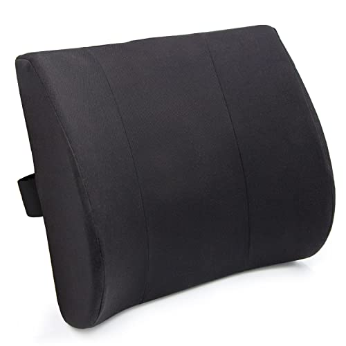 DMI Lumbar Pillow for Chair to Assist with Support with Removable Washable Cover to Ease Lower Back Pain and Discomfort while Improving Posture, 14 x 13 x 5, Contoured Foam, Premium, Black