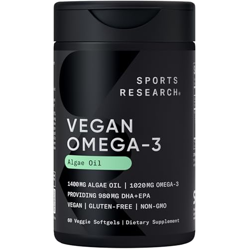 Sports Research® Vegan Omega-3 Algae Oil 1040mg, 60 Count Plantgels™
