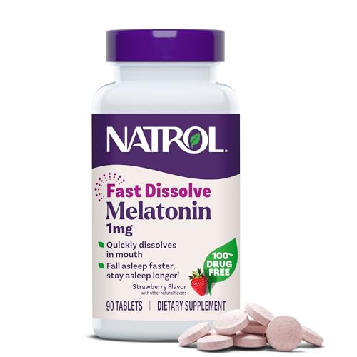 Natrol Melatonin 1 mg Fast Dissolve Tablets, Strawberry, 90 Count