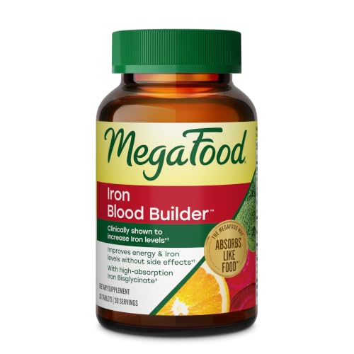 MegaFood Blood Builder Iron Supplement, Energy Support, Vegan, 30 Tablets