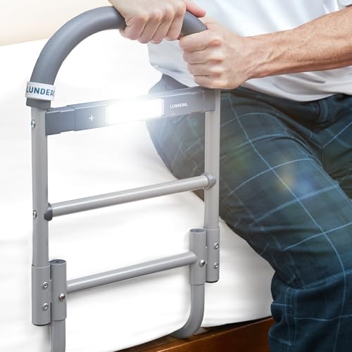 Lunderg Bed Assist Rail for Seniors with Motion Light & Non-Slip Grab Bar