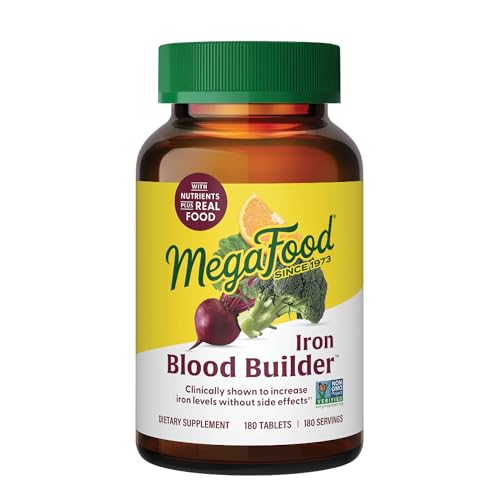 MegaFood Blood Builder Iron Supplement, Energy Support, Vegan, 180 Tablets