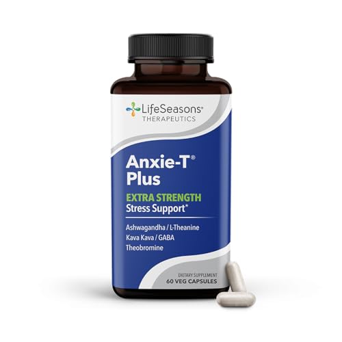 Anxie-T Plus - Extra Strength Stress Relief Supplement - Supports Mood & Mental Focus - Feel Calm and Relaxed - Eases Tension & Nervousness - Ashwagandha, Kava Kava, GABA & L-Theanine - 60 Capsules