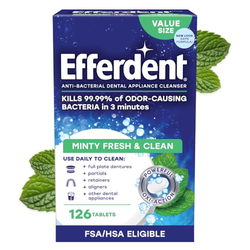 Efferdent Denture Cleaner Tablets, Minty Fresh & Clean, 126 Count