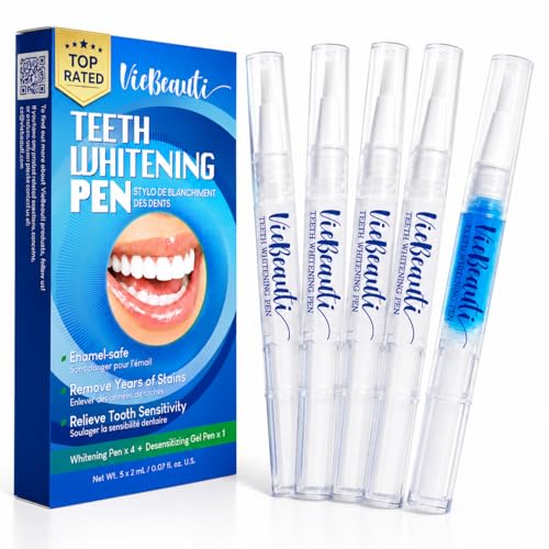 VieBeauti Teeth Whitening Pen Kit, 35% Carbamide Peroxide Gel, 5 Pack