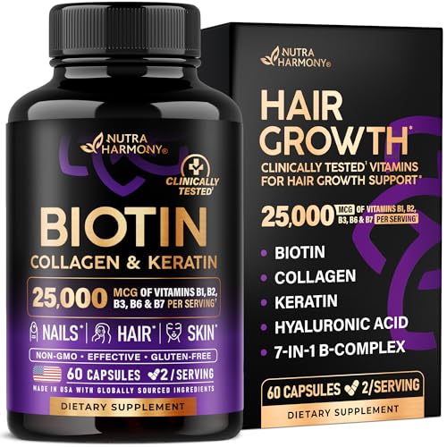 Biotin, Collagen, Hyaluronic Acid & Keratin - Hair Growth Support - 60 Caps