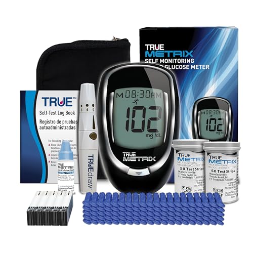 TRUE METRIX Meter Kit, Glucose Monitor, Supplies, Log Book, Solution