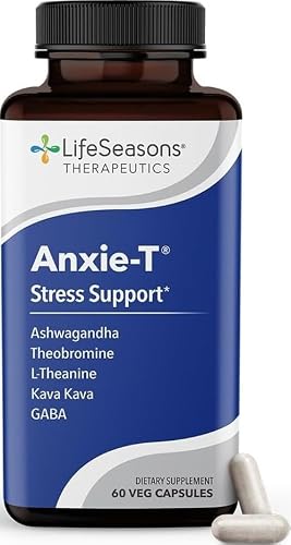LifeSeasons Anxie-T - Stress Relief Supplement - Supports Mood & Mental Focus - Feel Calm and Relaxed - Eases Tension & Nervousness - Ashwagandha, Kava Kava, GABA & L-Theanine - 60 Capsules