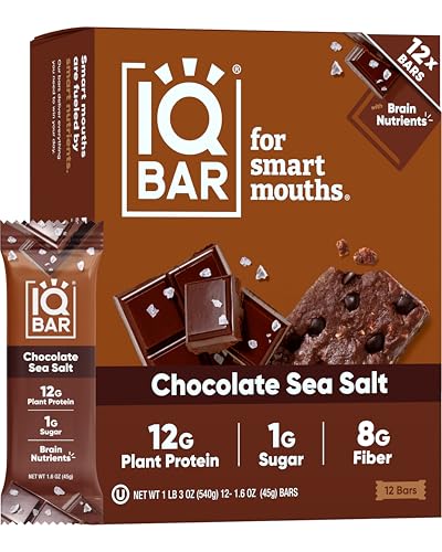 IQBAR Clean Protein Bars, Low Sugar Keto, Chocolate Sea Salt 12-Count