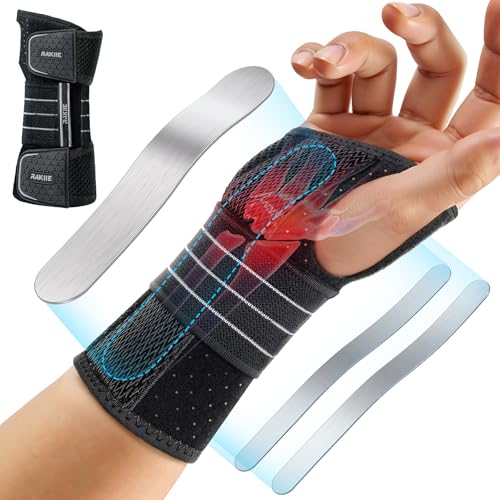 Rakiie Carpal Tunnel Wrist Brace Ergonomic Night Splint, Gray